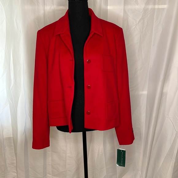 Harve Benard Red Cashmere Jacket size 16 NWT - Picture 1 of 6
